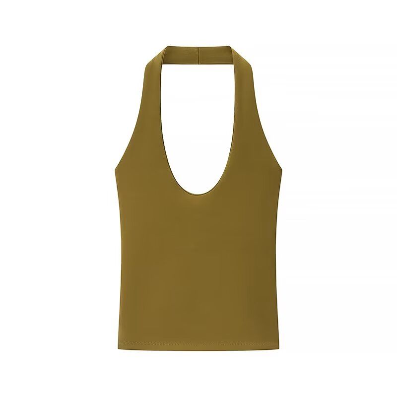 Kaslead New Arrival Women's Clothing Fashion Style Fashion Simple and Thin Hanging Collar T-shirt Vest 4424308300