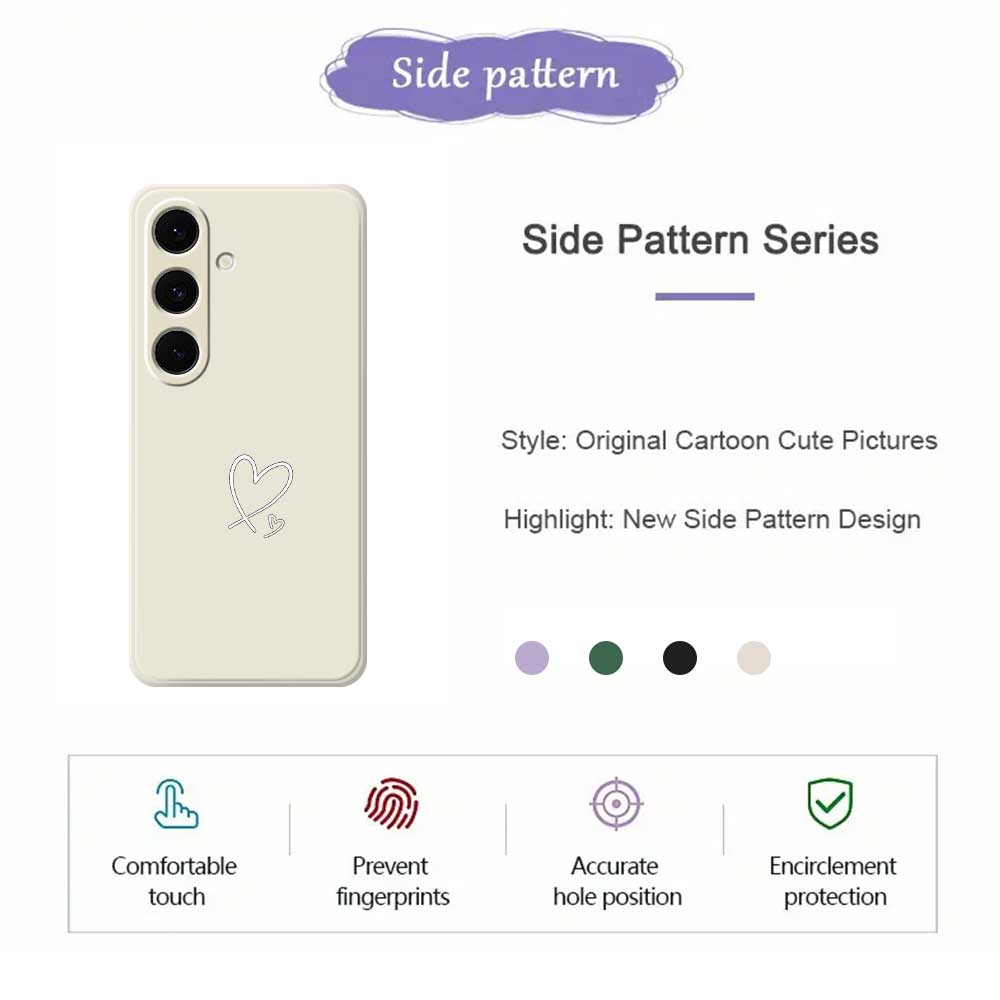 For Samsung Galaxy S24 FE Case White Love Pattern Printing Straight Edge TPU Phone Back Cover