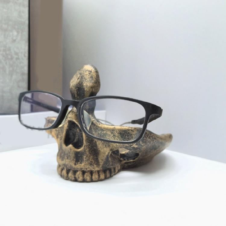 Uchwyt na okulary w kształcie czaszki Rzeźba z żywicy Stojak na okulary Tacka na klucze Stojak na okulary do biurka i wystroju domu