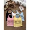 Kumikumi Gyaru Style Solid Halter Top Sling Women clothes Summer With Chest Pad Sexy Inner wear Base Top
