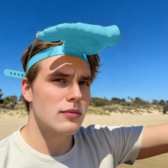 Sluneční klobouk s palmovým dekorem, styl čelenky, lehký, 3D tištěný, klobouk na ochranu před sluncem, nastavitelný střih, hands-free, venkovní pracovní klobouk