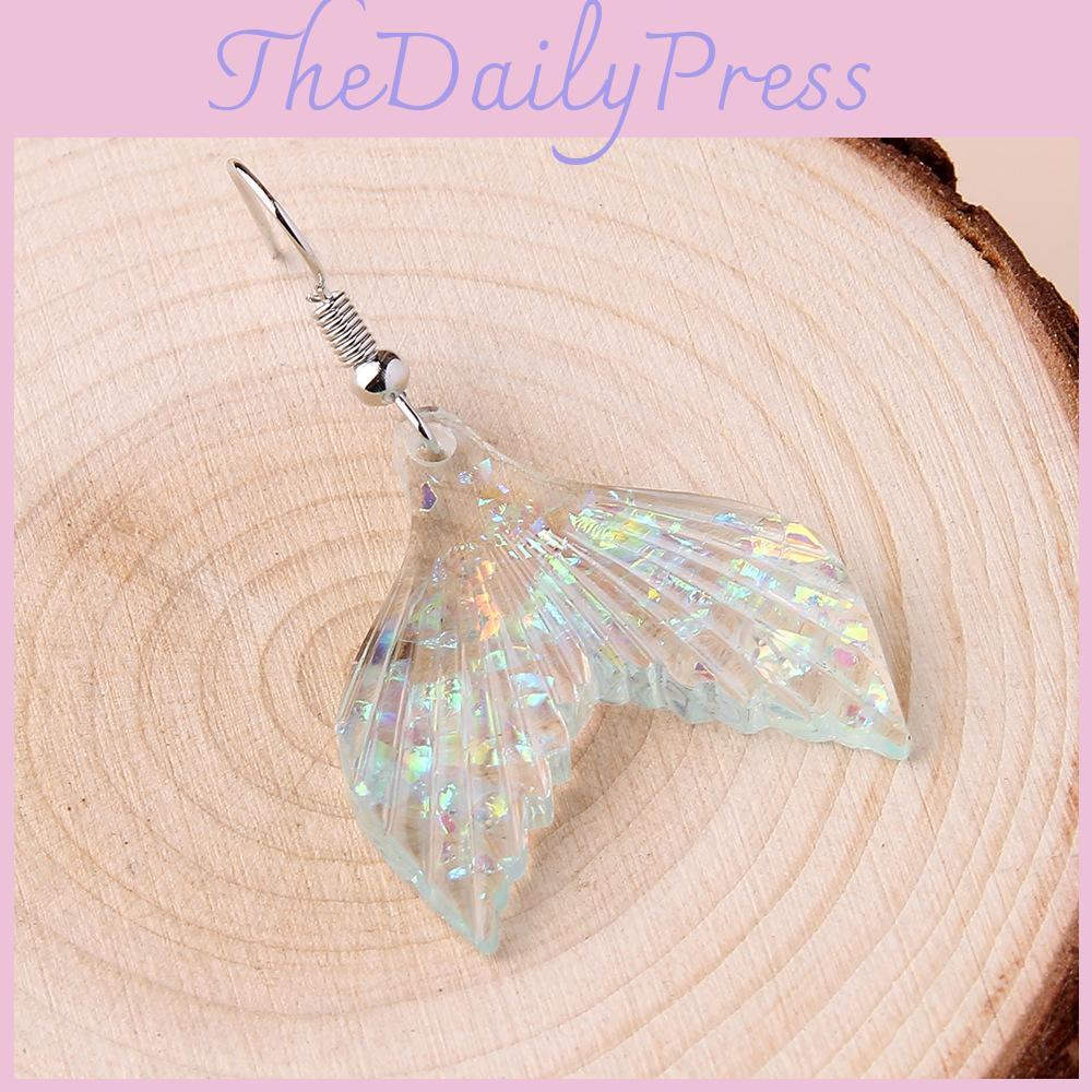 Trendy Fish Tail Dangle Earrings With Design In Blue Acrylic For Womens Fashion