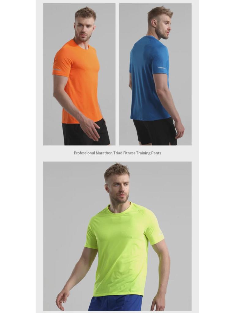 Unisex Quick-Dry Mesh Running T-Shirt with Reflective Design