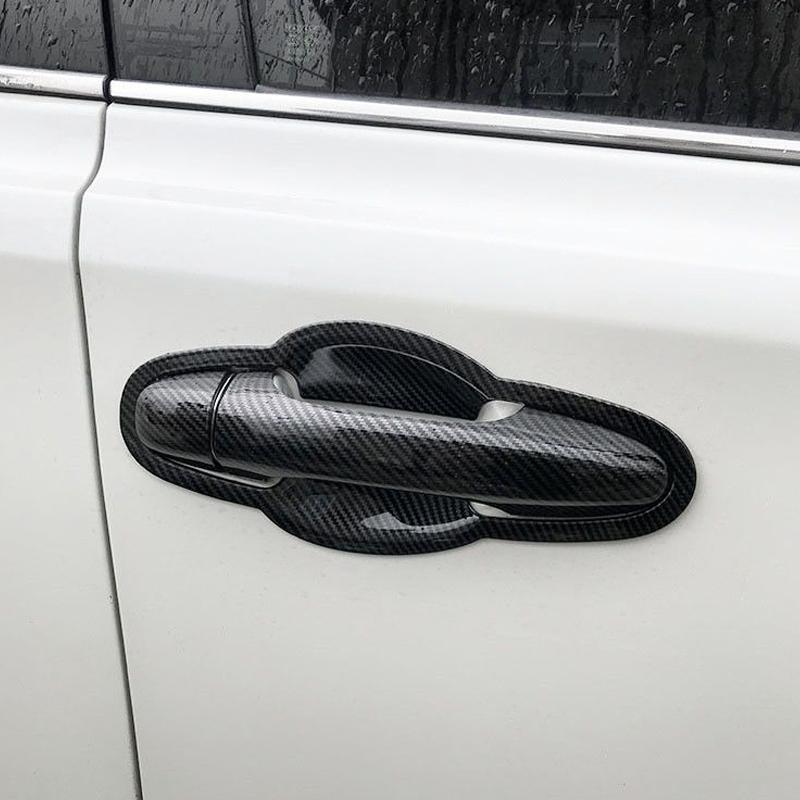 for Toyota Innova MK2 AN140 2015~ Carbon Fiber Door Handle Cover Car External Protective Accessories Goods Styling Stickers