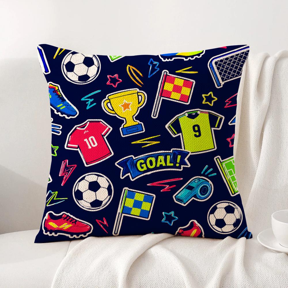 Sports Meet Cushion Cover Linen Organic Fabric DoubleSided Printing Sofa Breathable Home Decor Gift Pillow Case