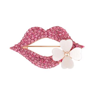 Cute Xiaoxiangfeng Lip Brooch High-End Women'S Light Luxury High-End Sense Diamond-Encrusted Corsage Versatile Anti-Light Pin Accessories