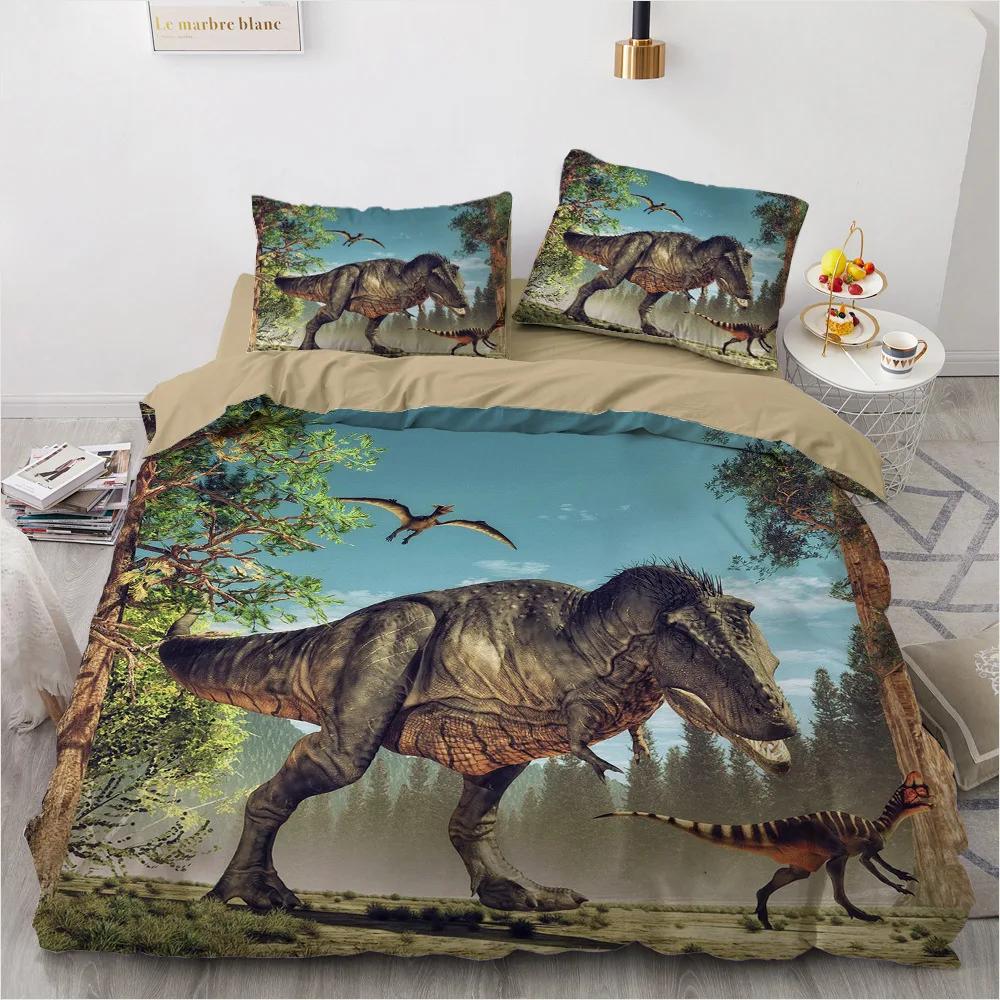 Comforter Dinosaur Jurassic Bedding Set Winter 3 Pcs Bed Set Queen Size Juego De Cama Home Textile Kids Adult