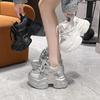 Fashion 10CM Women Casual Platform Sneakers High Heels 2025 New Autumn Sports Leather Shoes Bling Trainers Chunky Sneakers Zapatos Mujer