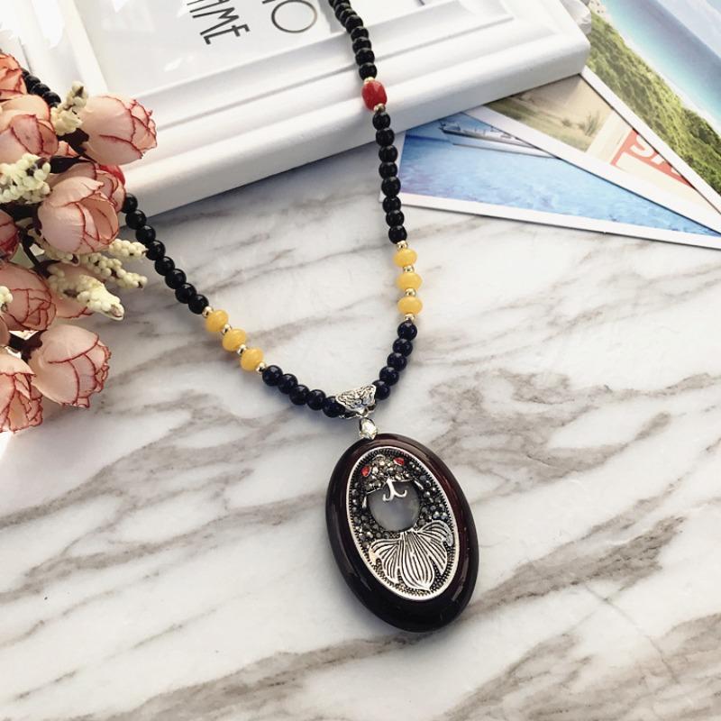 BLINGBAY damski naszyjnik moda retro styl etniczny prosty długi łańcuszek do swetra wszechstronna biżuteria na prezent