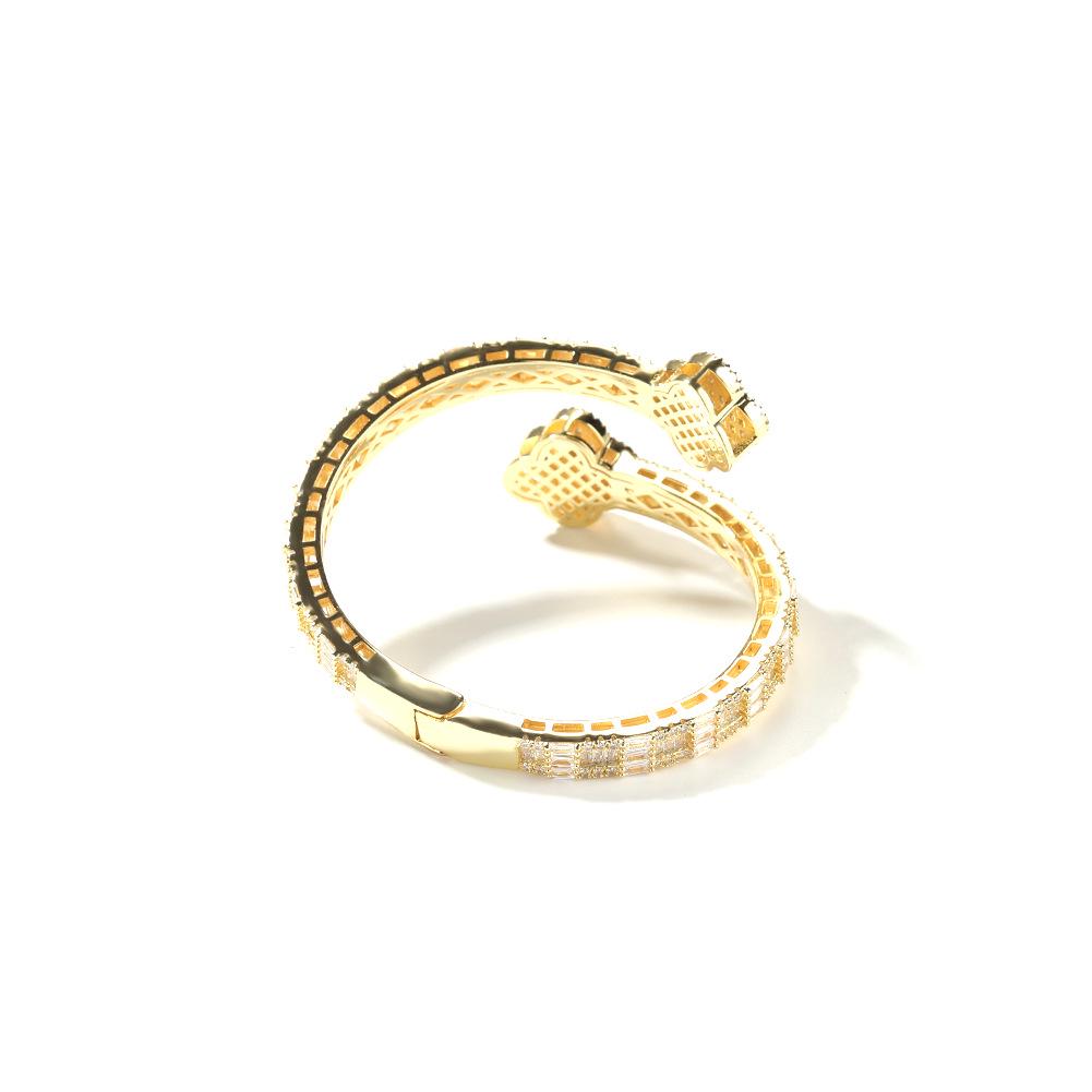 European & American Copper Zircon Four-Leaf Clover Bracelet - High-End Hip Hop Fashion Accessory