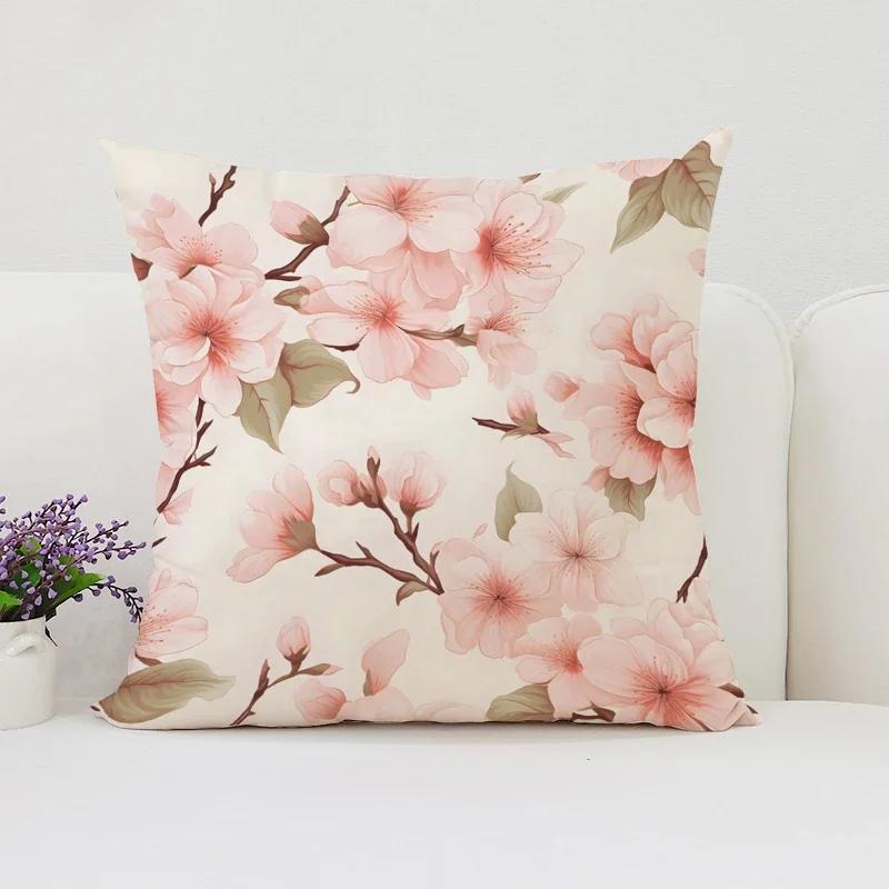 Cushion Cover 50X50 Japanese Cherry Blossom Bed Pillowcases Covers For Bed Pillows Pillow Cases 45X45 Cushions Cover Home Decor