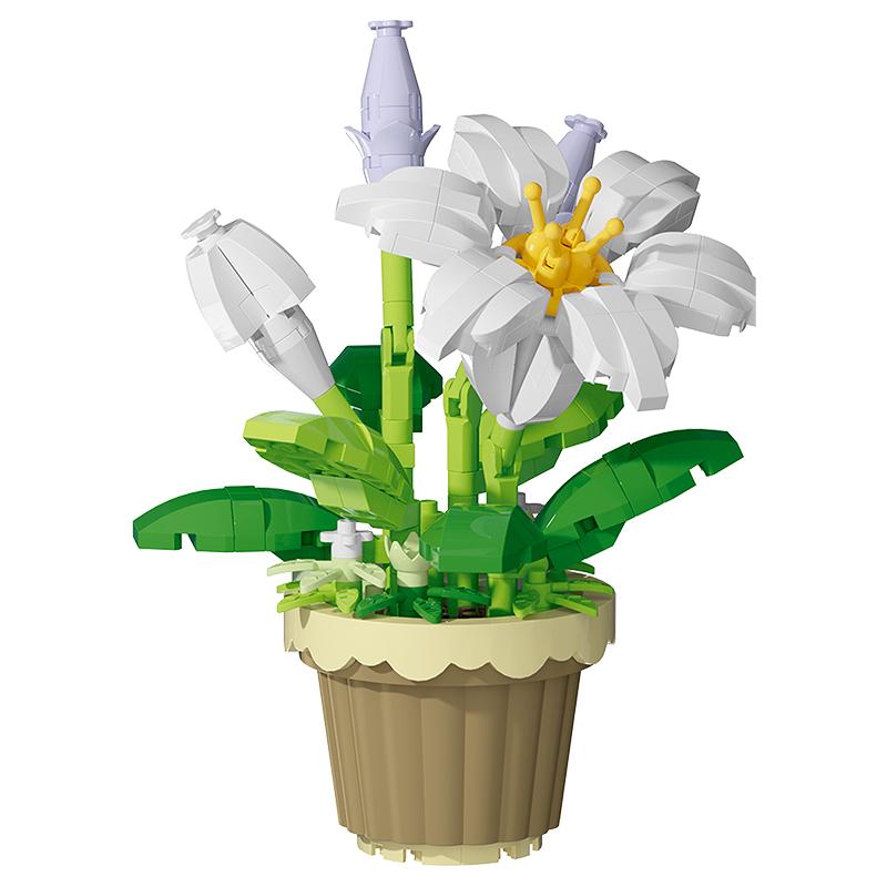 Children's handmade DIY potted desktop decorations simulated flower bouquets small particle assembly puzzle toys