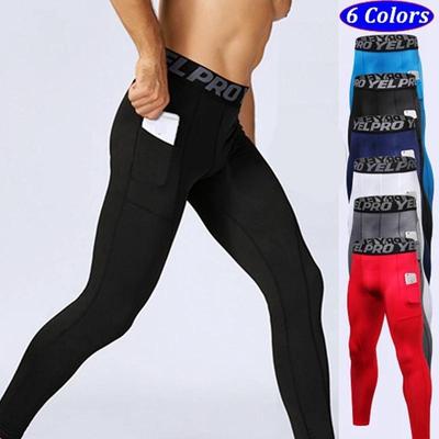 Men's Running Pants Compression Training Home Gym Trousers Cycling Base Layers Male Sports Leggings