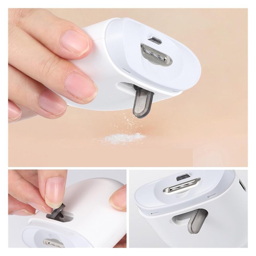 Electric Nail Clipper with LED Light, Automatic Nail Trimmer for Manicure, White Compact Design