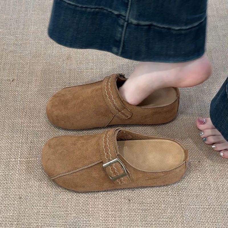 

Ретро британский стиль толстая подошва увеличивающая рост Birkenstock Baotou тапочки женские 2025 лето новая коллекция Мори нишевые шлепанцы тренд 35 жёлтый