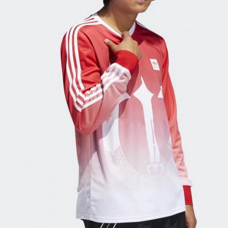 Adidas X Evisen Collaboration Pullover Crew Neck Long Sleeve Soccer Jersey Men Jersey Red DU3901