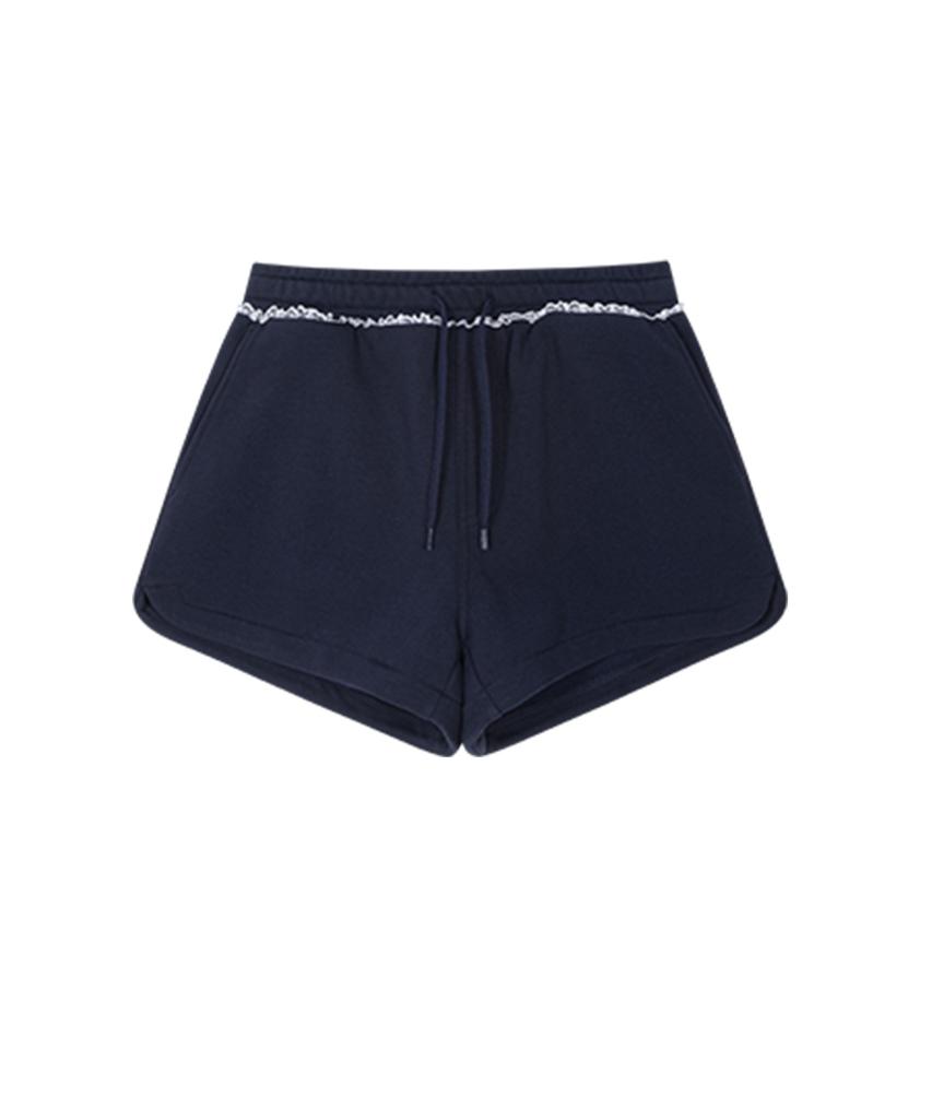 FALLETT Lace Point Sweat Shorts Navy