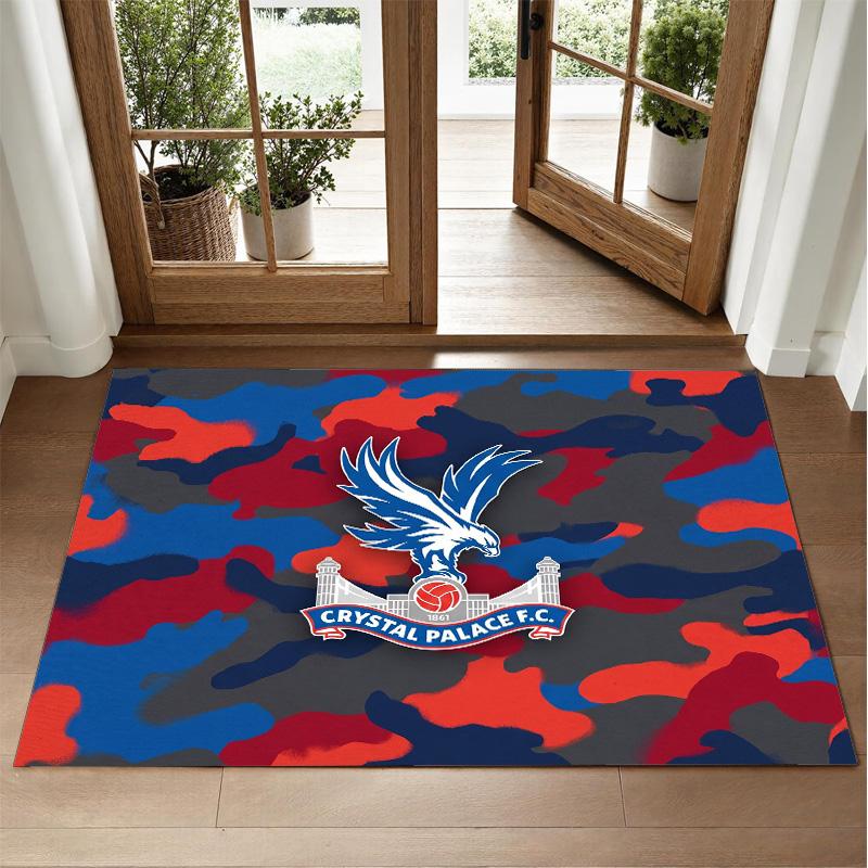 Crystal Palace Football Design Crystal Velvet Rug Soft Decorative Mat for Bedroom Entrance
