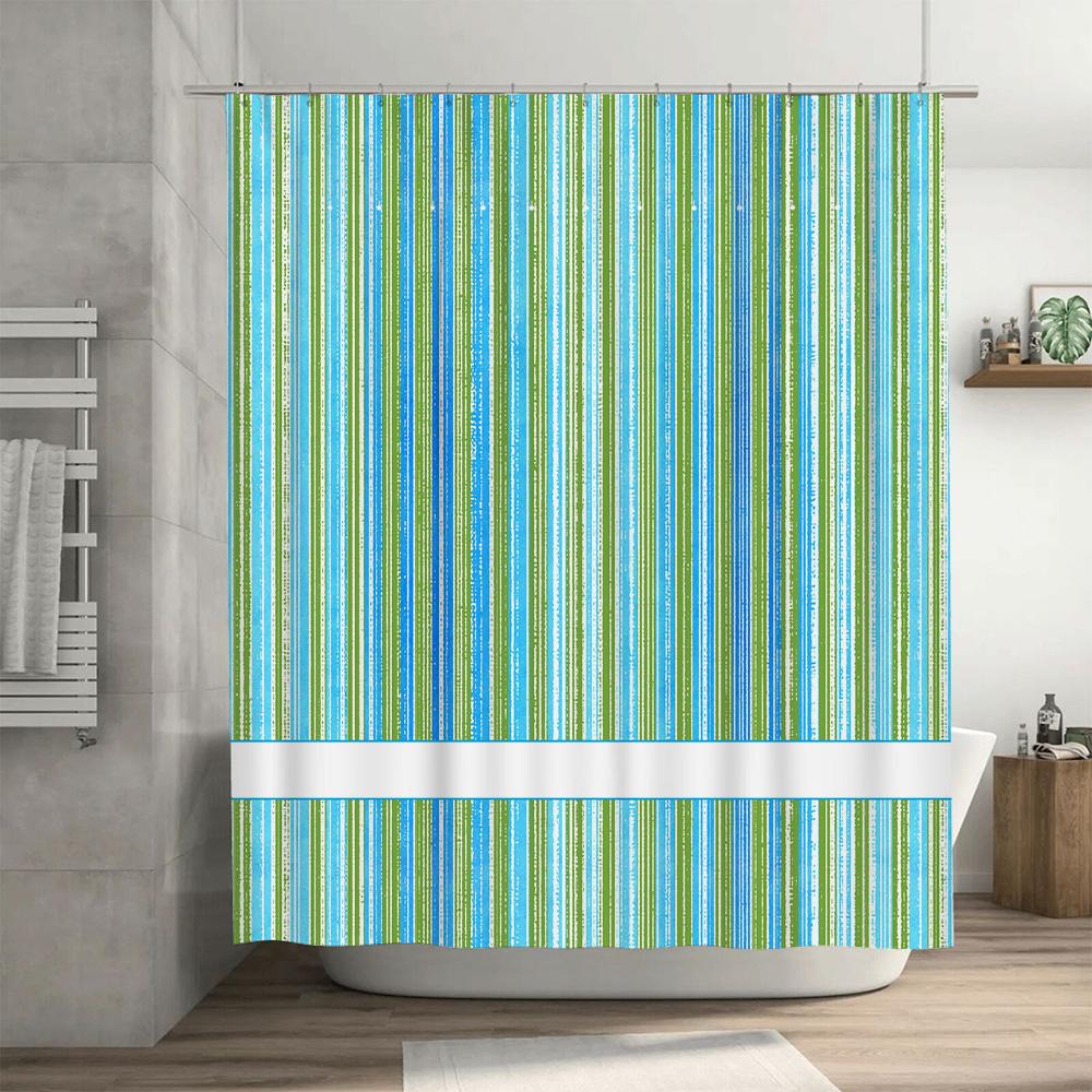Rideau de douche géométrique aux couleurs vives avec design moderne pour la décoration de salle de bain Tissu imperméable, Entretien facile (Numéro d'article: Ch
