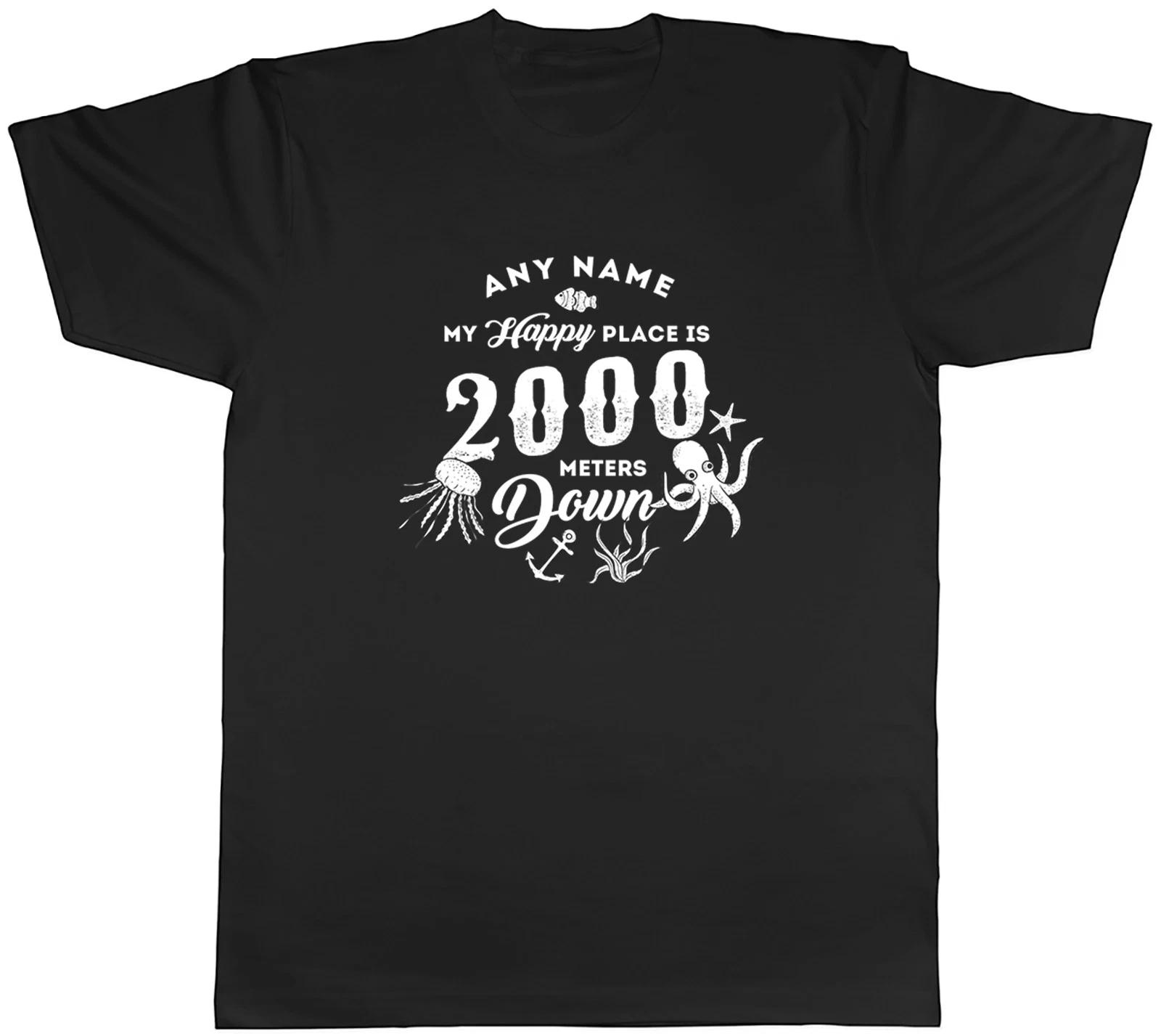Personalised My Happy Place is 2000m Down Funny Mens T-Shirt Tee Gift Top XXXXL