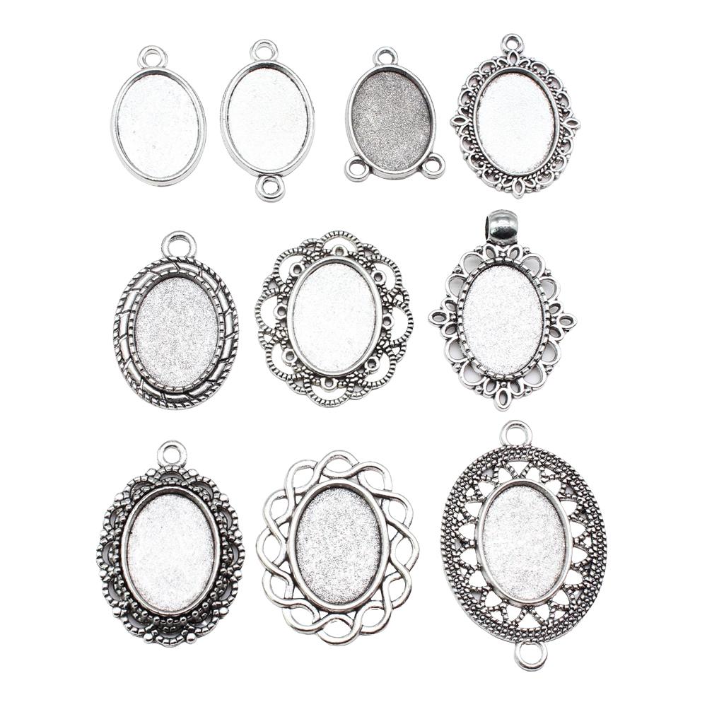 10pcs Fit 13x18mm Oval Glass Cabochon DIY Oval Cameo Cabochon Pendant Base Setting For DIY Jewelry Making
