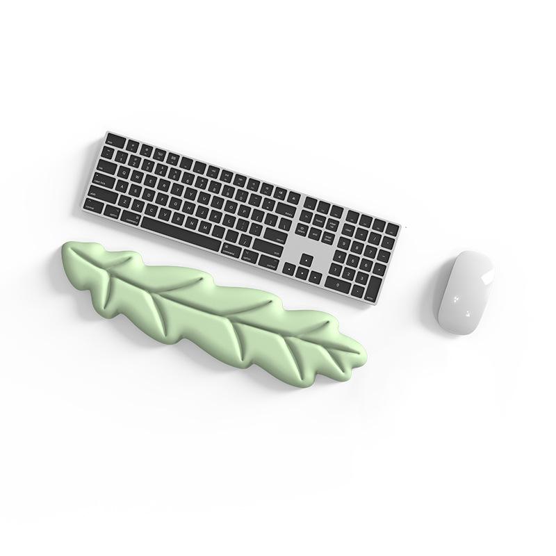 Keyboard Wrist Rest Pad Set Leaf Shape PU Leather Memory Foam Wrist Cushion Support,Mouse Wrist Rest Pad,Non-Slip Wrist Support