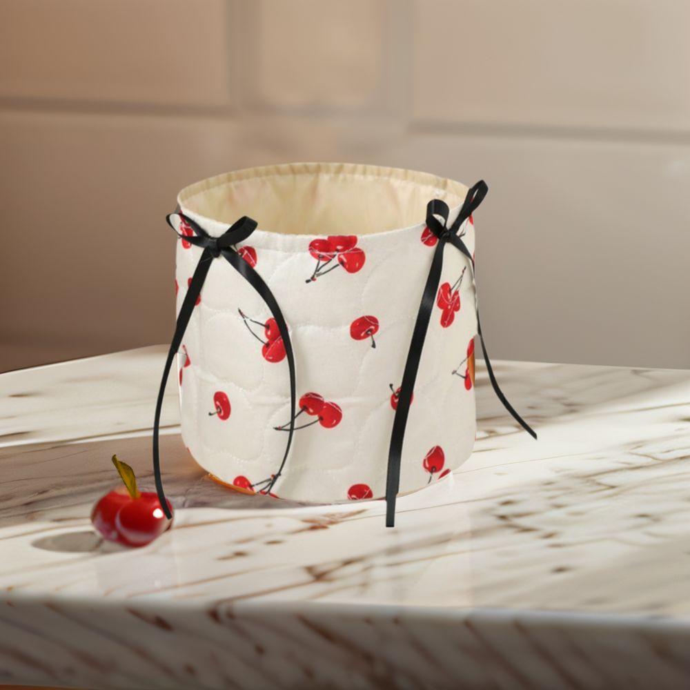 Ins Style Quilted Storage Basket Sweet Bow Cosmetics Snacks Storage Box Student