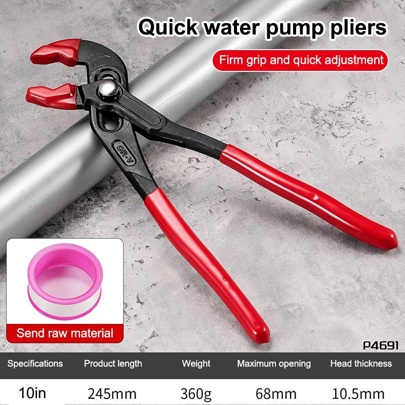CR-V Water Pump Pliers Extra Large Opening Anti-Slip Clamping Wrenches for Plumbing & Pipe Repair