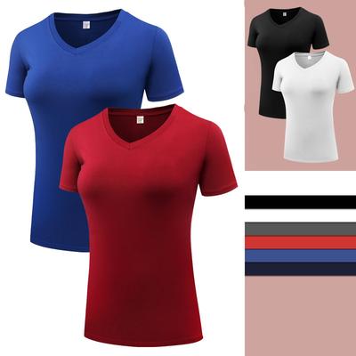 Women's Fitness T Shirts Quick Drying Elastic Yoga Sport Short Sleeve Blouses Tights Gym Running Tops