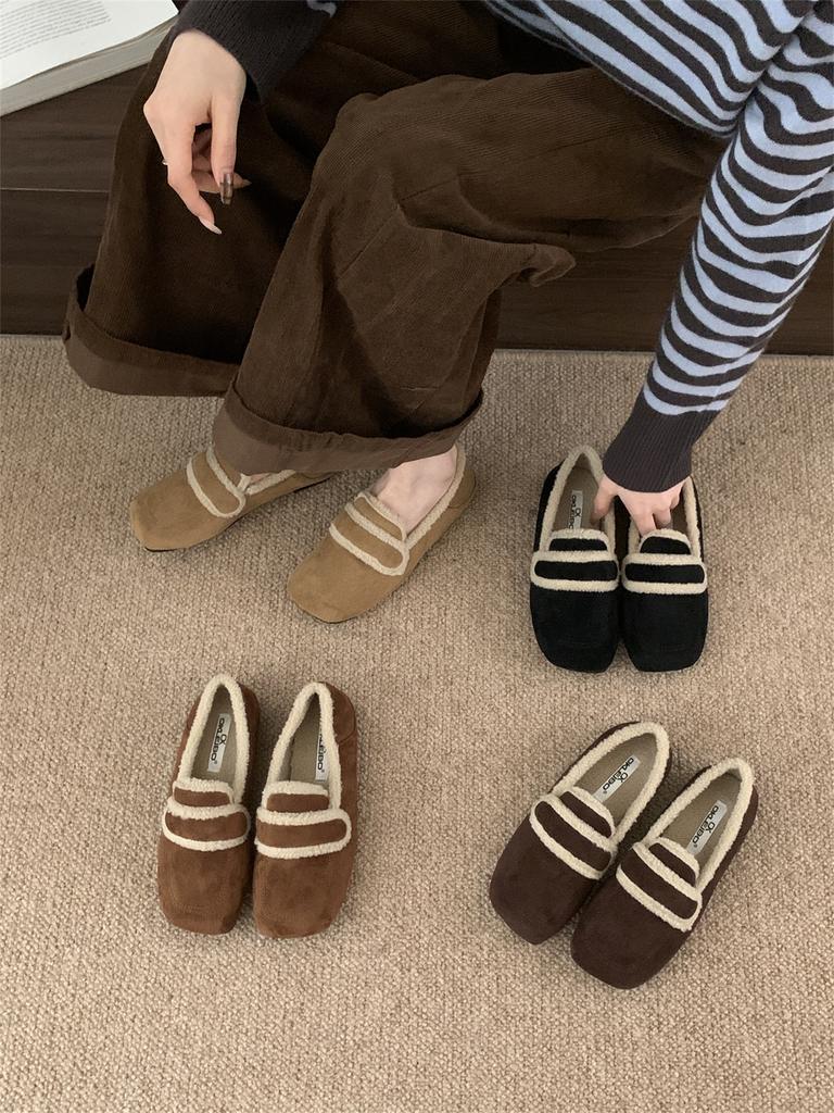 Loafers Women's 2025 New Autumn and Winter Piled Thickened Warm Fluffy Beanie Snow Cotton Shoes Women's Shoes