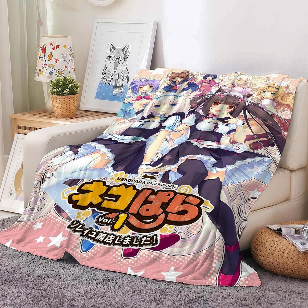 Anime cute Nekopara Blanket For Sofa Office Bed Plane Travel Sleep Read Relax Camping Soft And Warm