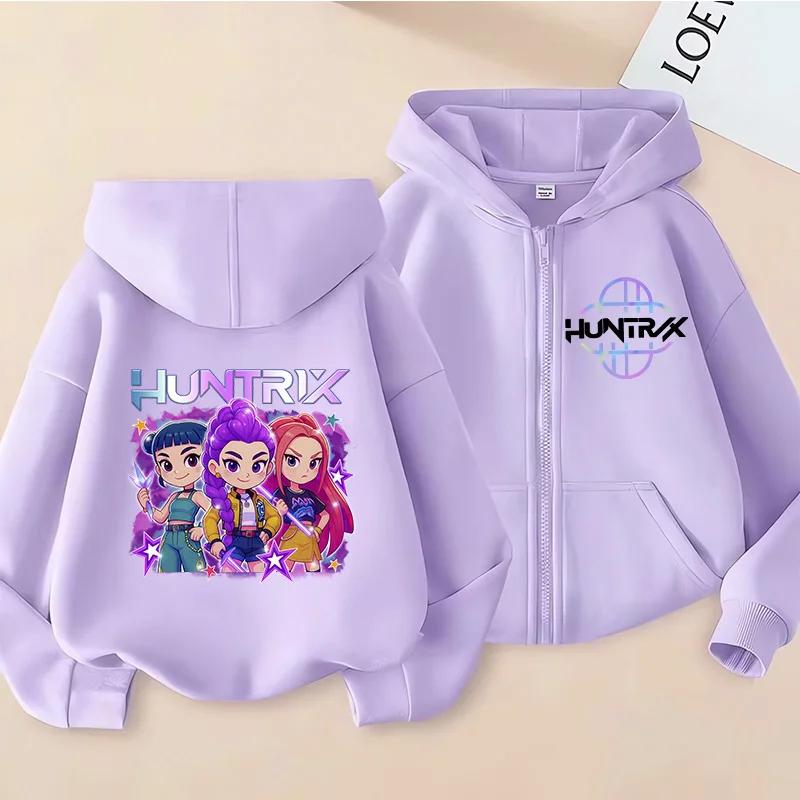 Hoodies Sweatshirts Girls Zip Sweatshirt Children's Clothing Cartoon Print Hoodie Casual Top