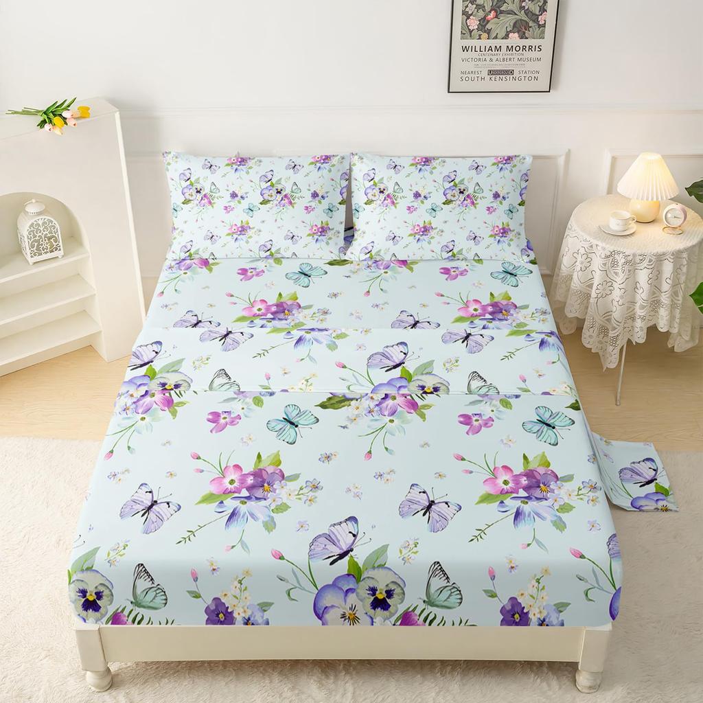 Forest Animal Fox Deer Bear Pattern Sheet Four-Piece Bedroom Room Dormitory Bedding Decoration