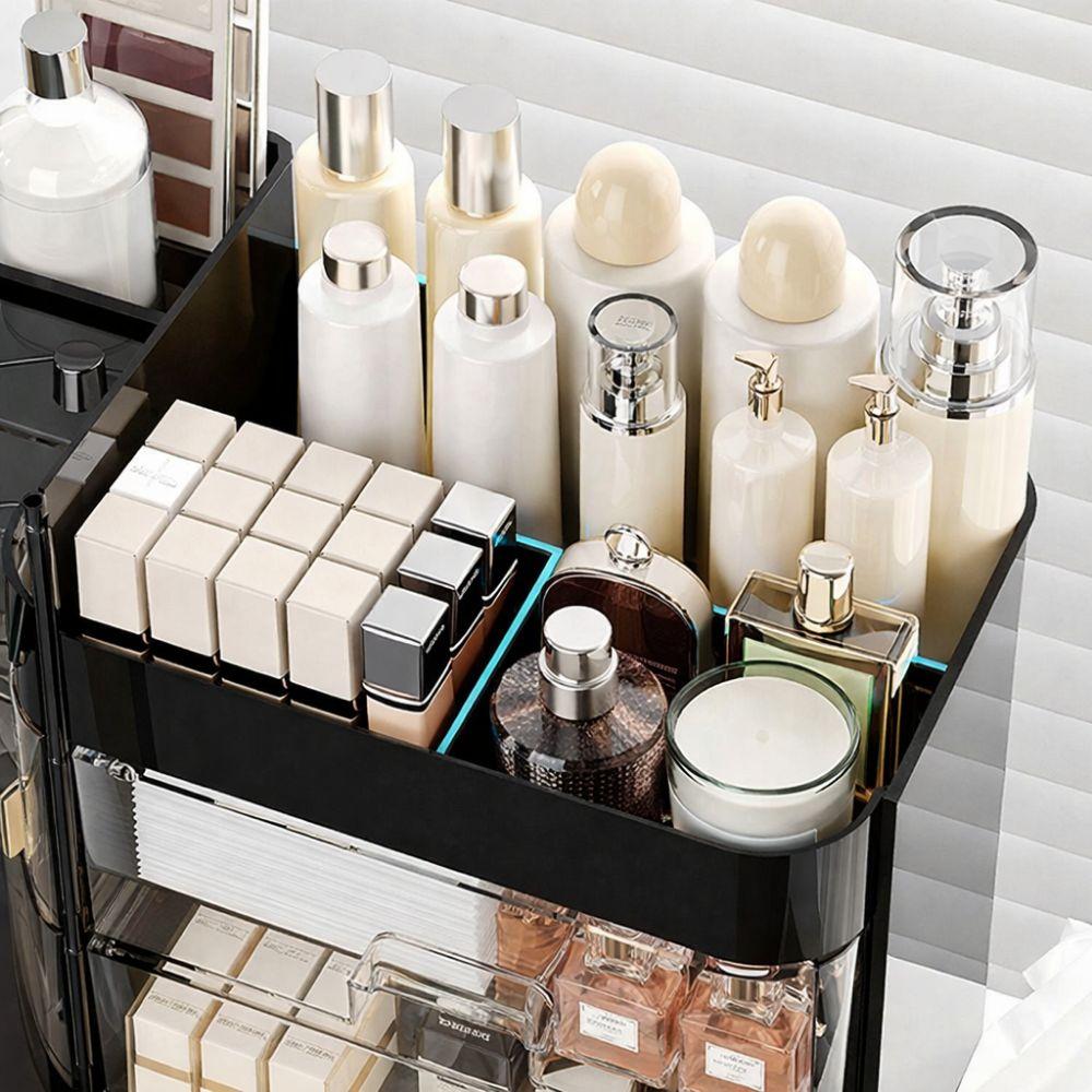 Plastic Cosmetic Storage Box Dust-proof Large Capacity Skincare Display Cases with Drawers Space Saving Makeup Storage Rack