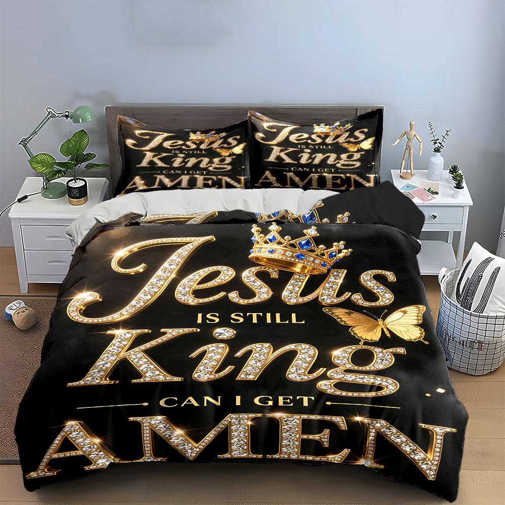 Jesus Is King Bedding Set Bedding Duvet Cover Set Duvet Cover Pillowcases (1 * Duvet Cover 2 * Pillowcases, without duvet insert)