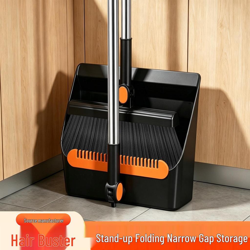 Large Soft Bristle Broom & Dustpan Set - Non-Stick Hair Cleaning, Two-Piece Sweeping Combo