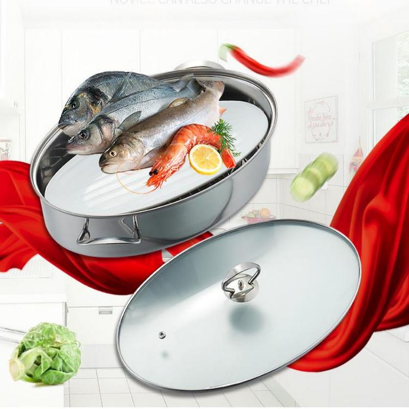New Oval Shape 410 Stainless Steel Fish Steamer Electric And Induction Cooker Compatible For Home And Commercial Kitchens