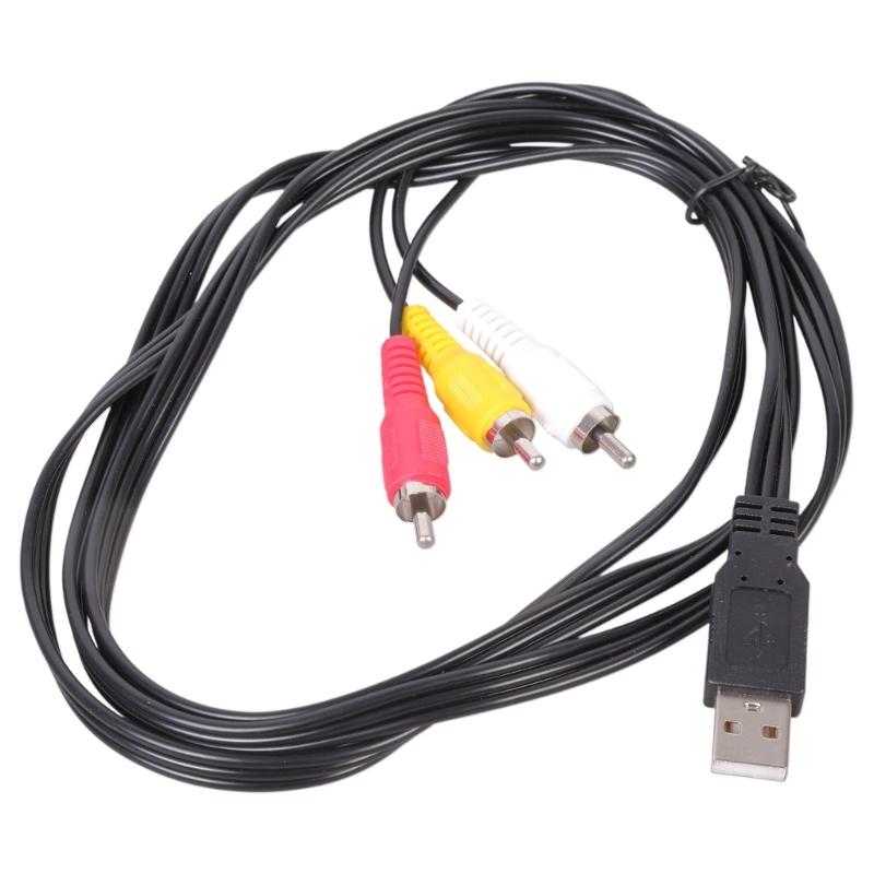 USB To 3RCA Video Cable USB Male/Female to 3RCA Male Splitter Cord for TVs PCs HDTV Devices