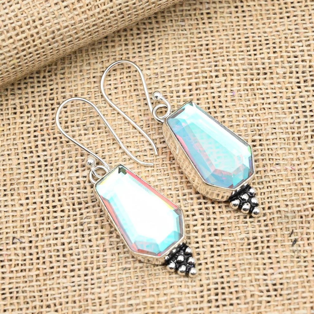 Rainbow Mystic Gemstone Handmade 925 Sterling Silver Earring Jewelry For Women