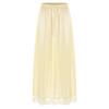 Women Stylish Clothing Elastic Waistband Lace Hem Skirt Thin Silk Satin Solid Color Inner Skirt