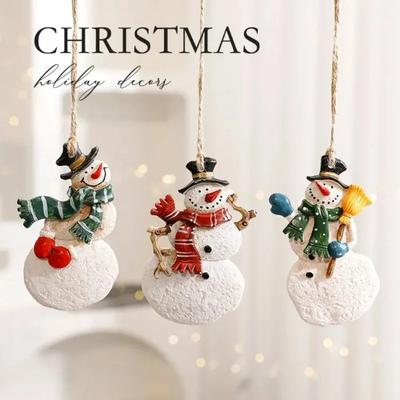 Christmas Home Decoration Pendant Resin Santa Claus Snowman Hanging Christmas Tree Hanging Decoration DIY