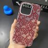 Red Lace Mesh Design Soft Phone Case For IPhone 17 16 15 14 13 12 11 Pro Max 7 8 XR XS Transparent Silicone Soft Cover Case