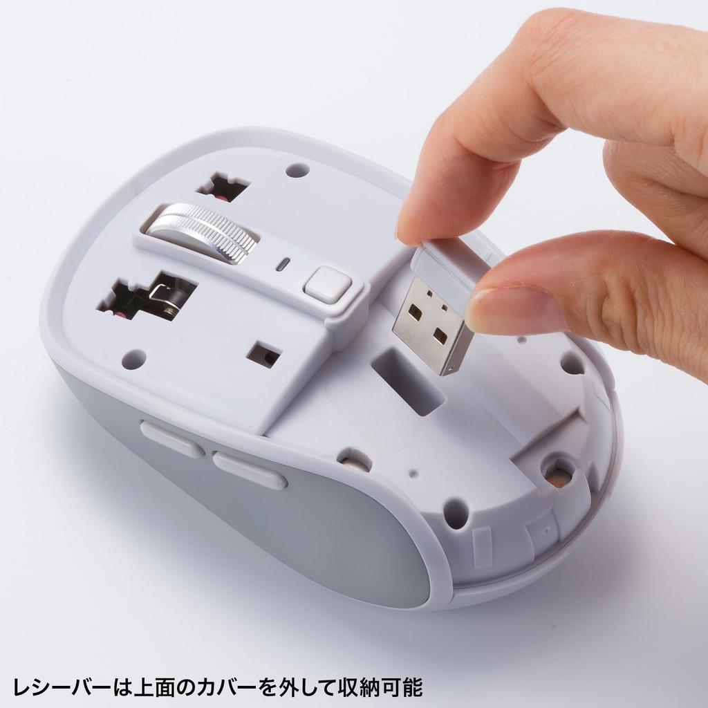 Sanwa Supply Silent Bluetooth Wireless Mouse (Rechargeable, 5 Buttons, White) MA-WBBS519W