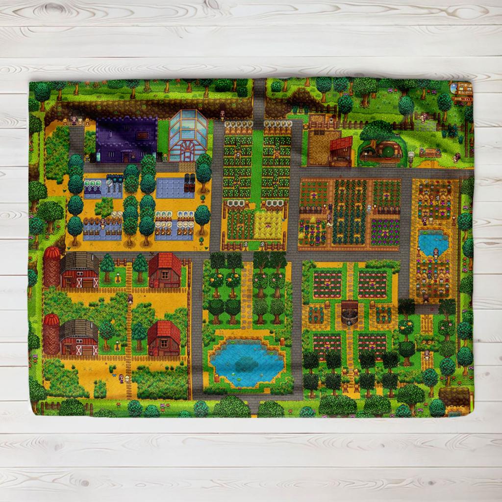 Stardew Valley Městská mapa Deka Flanelová deka Přehozy na postel pohovku Ultra-měkká přikrývka do ložnice