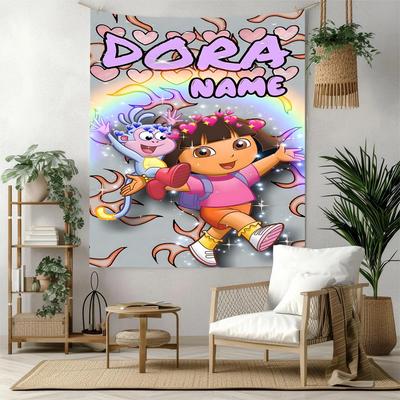 Dora Explorer Custom Your Name Wall Decor Tapestry Art For Pet Memorial Birthdaywedding Party Backdrop Family Gift