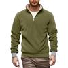 Men's Casual Solid-color Stand-up Collar Pullover, One-third Zipper Long-sleeved Men's Fleece Thickened Warm Sweatshirt