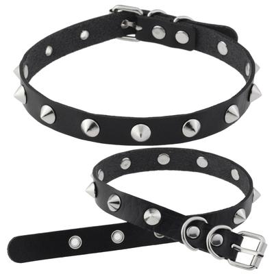 DIEZI Punk PU Cuir Collier Clavicule Pour Femmes Vintage Harajuku Gothique Rivet Pointu Ras du Cou Torques Collier Bijoux Homme