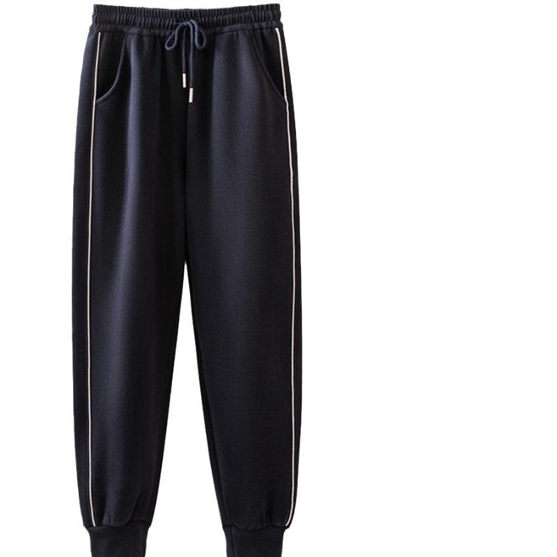 White windproof pants women's autumn and winter high-waisted leggings new velvet thickened loose versatile casual pants