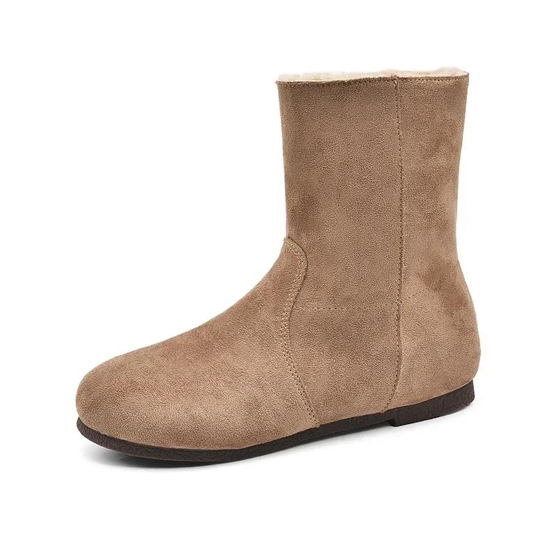 Women's Fashion Boots Low Heels Suede Sleeve Ankle Boots Warm Cozy Walking Shoes Woman 2025 Outdoor Winter Short  Ladies Shoes