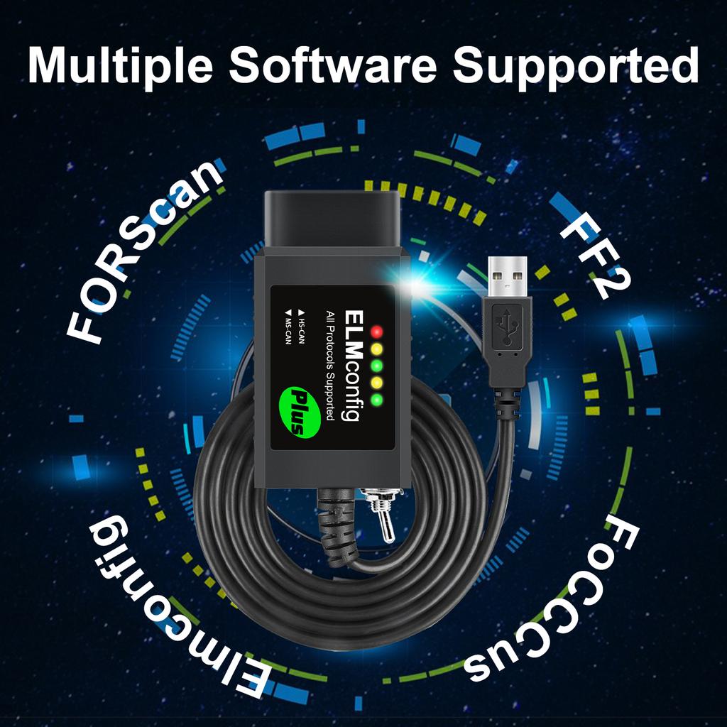 Ford için FORscan USB OBD2 ELM327 V1.5 Anahtarlı CH340 PIC18F25K80 Çip Forscan FoCCCus HS CAN ve MS CAN Araç Teşhis Aracı